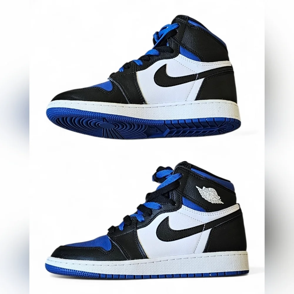 Air Jordan 1 Mid Royal Blue Black Youth Sneakers Size 5.5Y